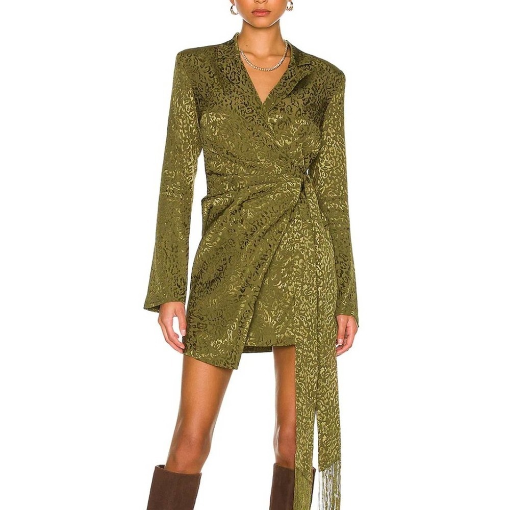 NWT House of Harlow 1960 x REVOLVE Milani Mini Dress in Olive Green Small